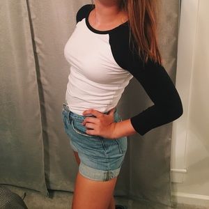 Black and White baseball tee